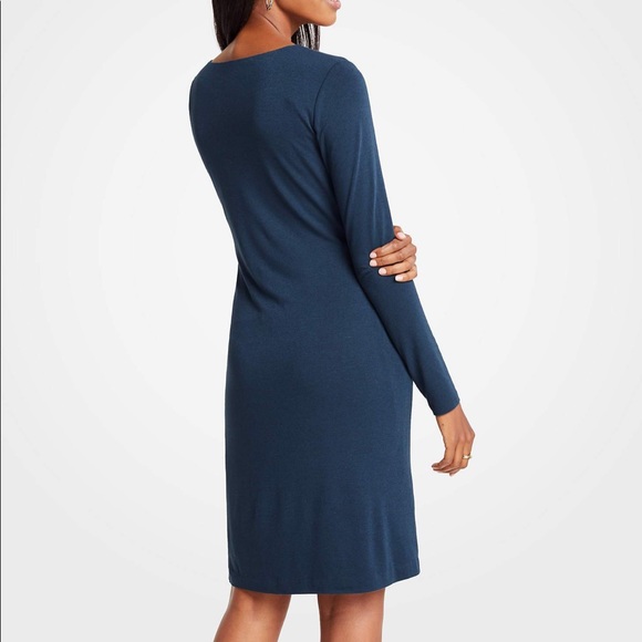 Loft V Neck Gathered Waist Dress - Picture 2 of 4